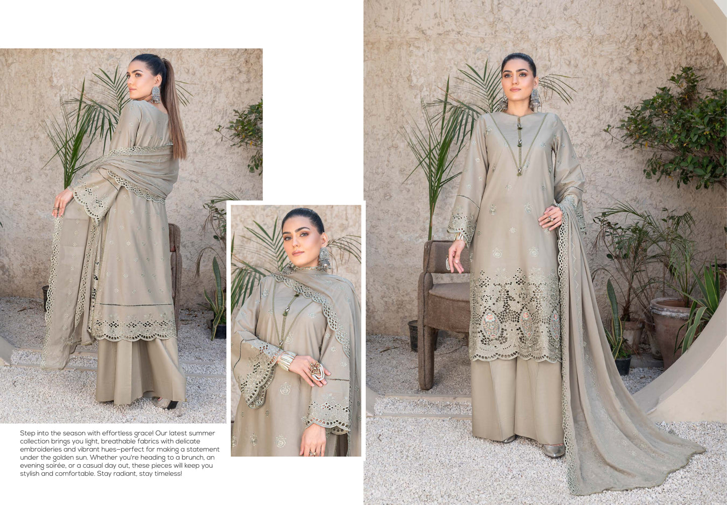 Premium Lawn Collection – 3 Piece Embroidered Lawn Suit with Bamber Crinkle Dupatta