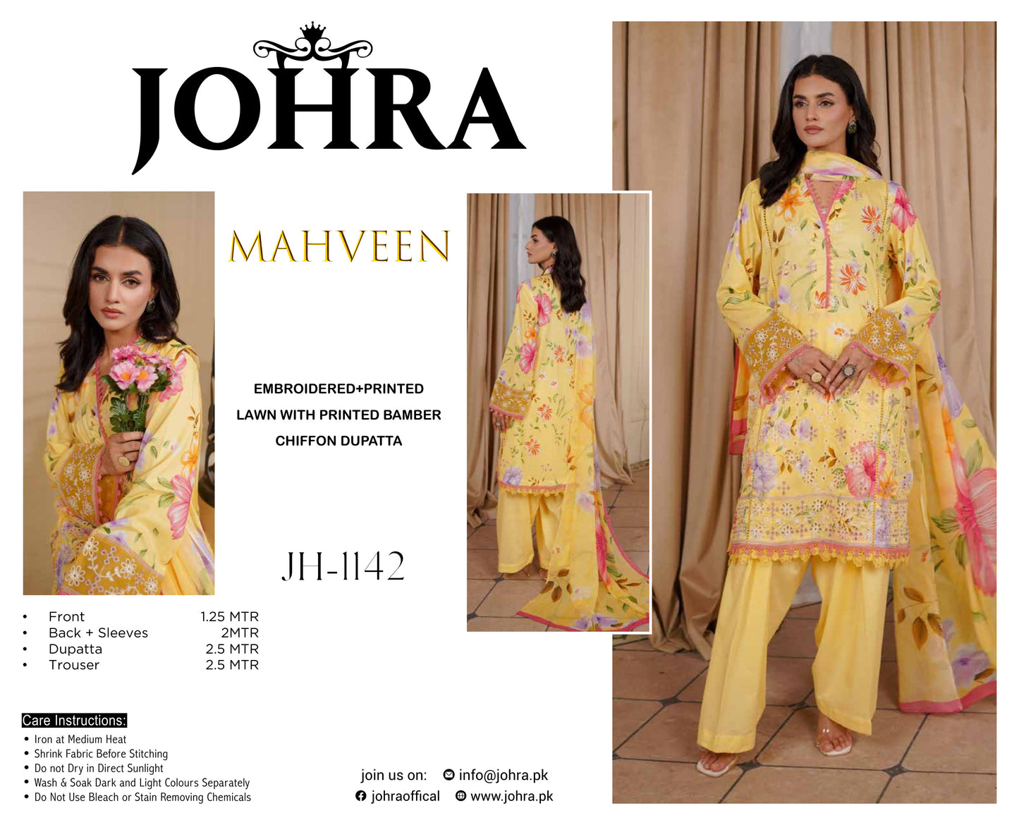 Mahveen Chiffon Dupatta Collection – Unstitched 3 Piece Embroidered Suit